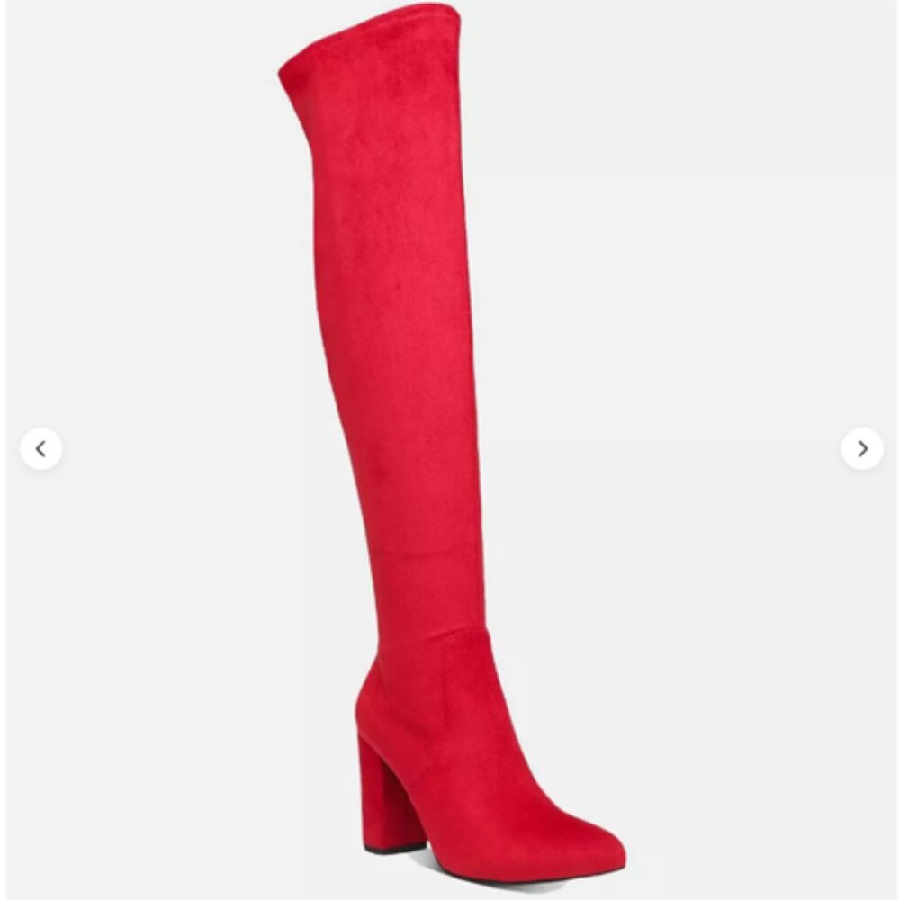 NEW [Wild Pair] Bravy Red Suede Over-The-Knee Boots Women's, Multiple Sizes! - Picture 2 of 5